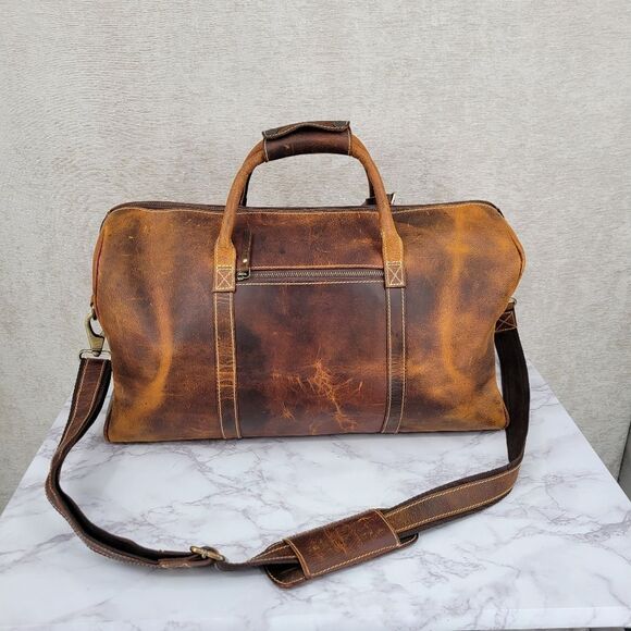 Rustic Town Brown Leather Duffel Bag - Picture 11 of 16